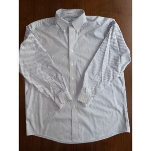 L.L.Bean Men's Wrinkle Resistant Blue Striped Button Down Shirt - Size 16.5